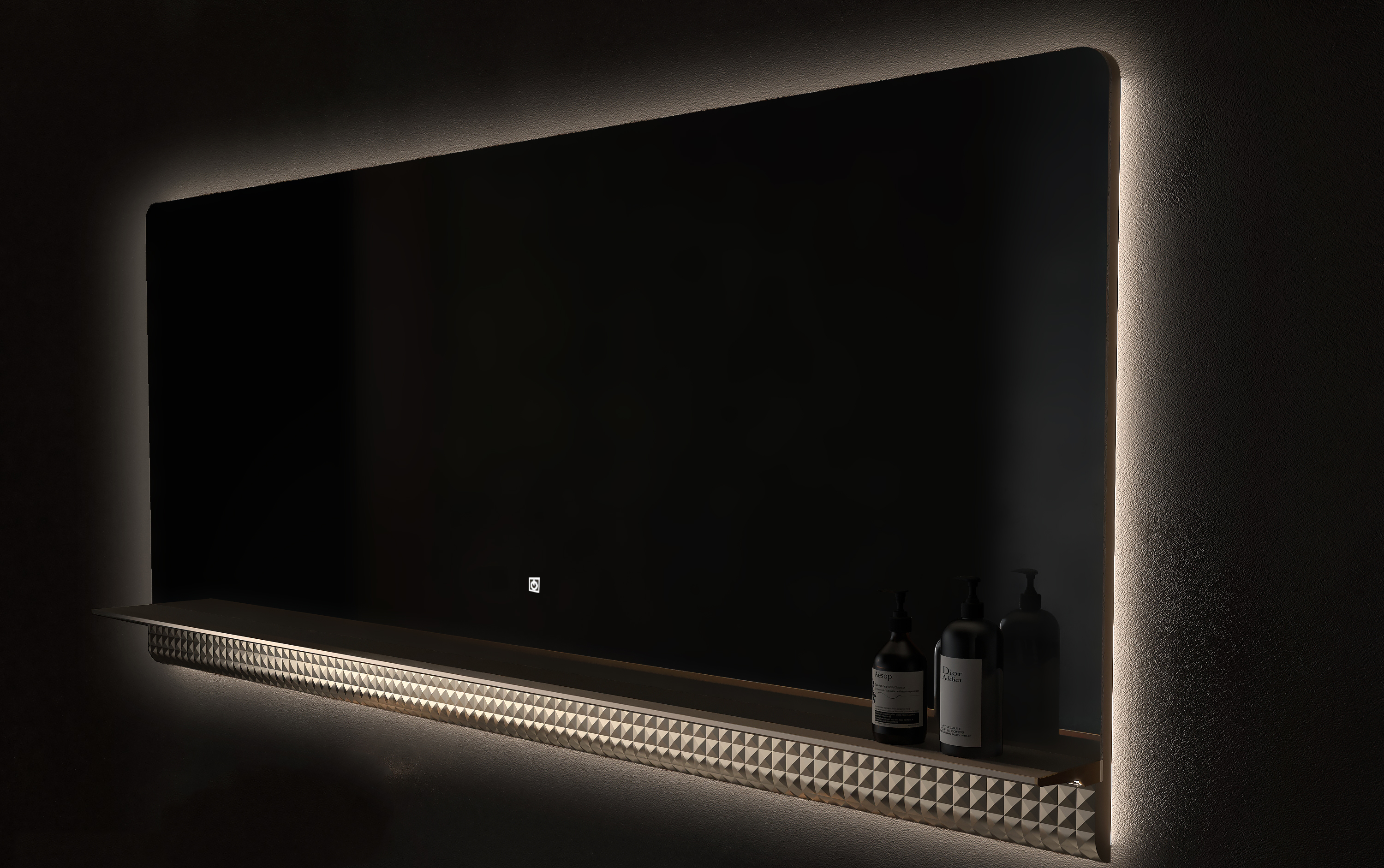 69" Champagne LED Bathroom Mirror with Dimming Function