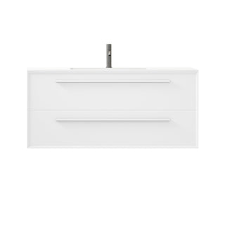 48" White Vanity w/Matte White Solid Surface countertop Snow White Collection - Combo - Golden Elite Deco