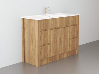 48" Frosted Oak Freestanding Single Sink Bathroom Vanity with White Ceramic Countertop