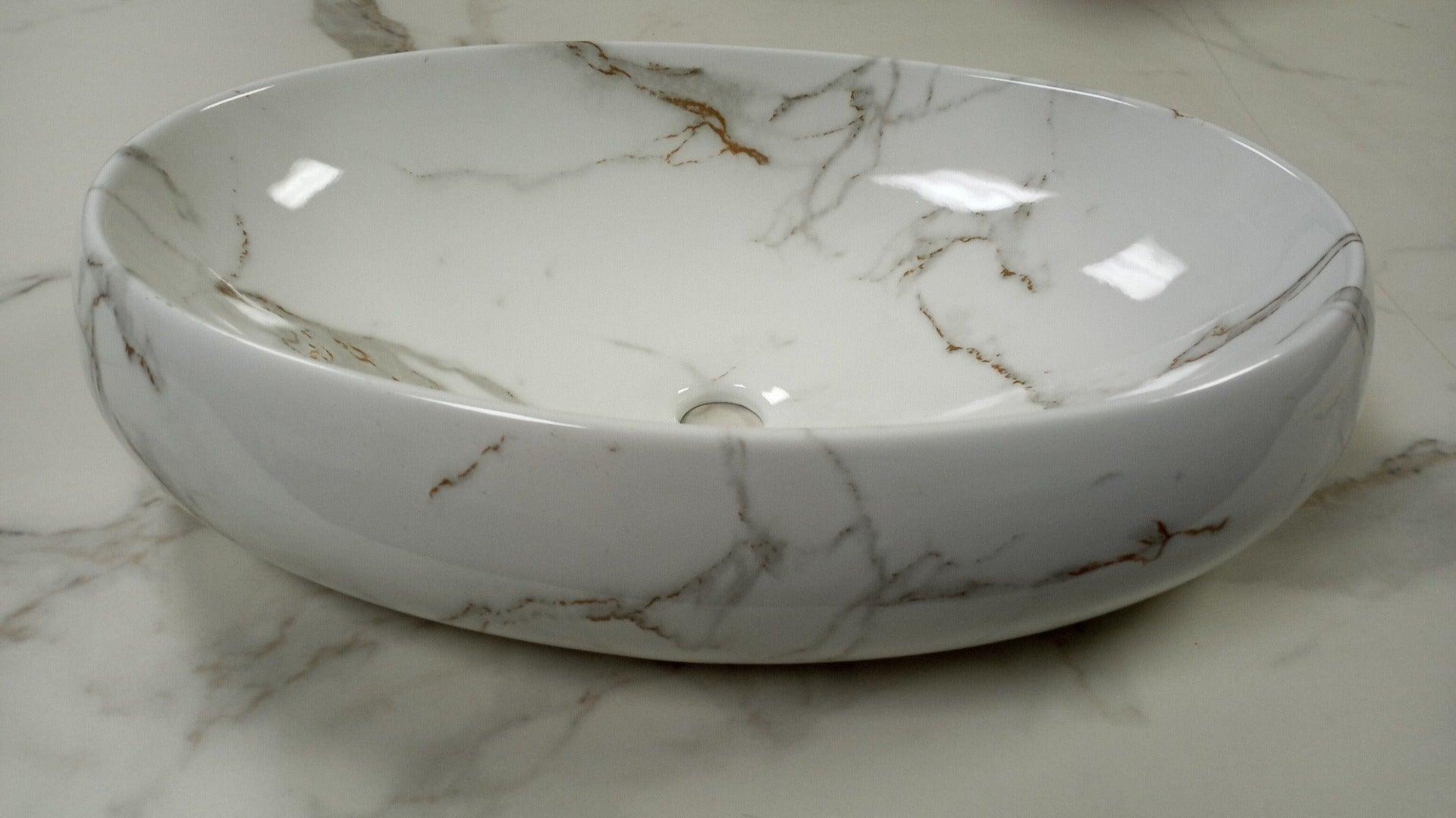 Porcelain Vessel Sink - Oval - Golden Elite Deco