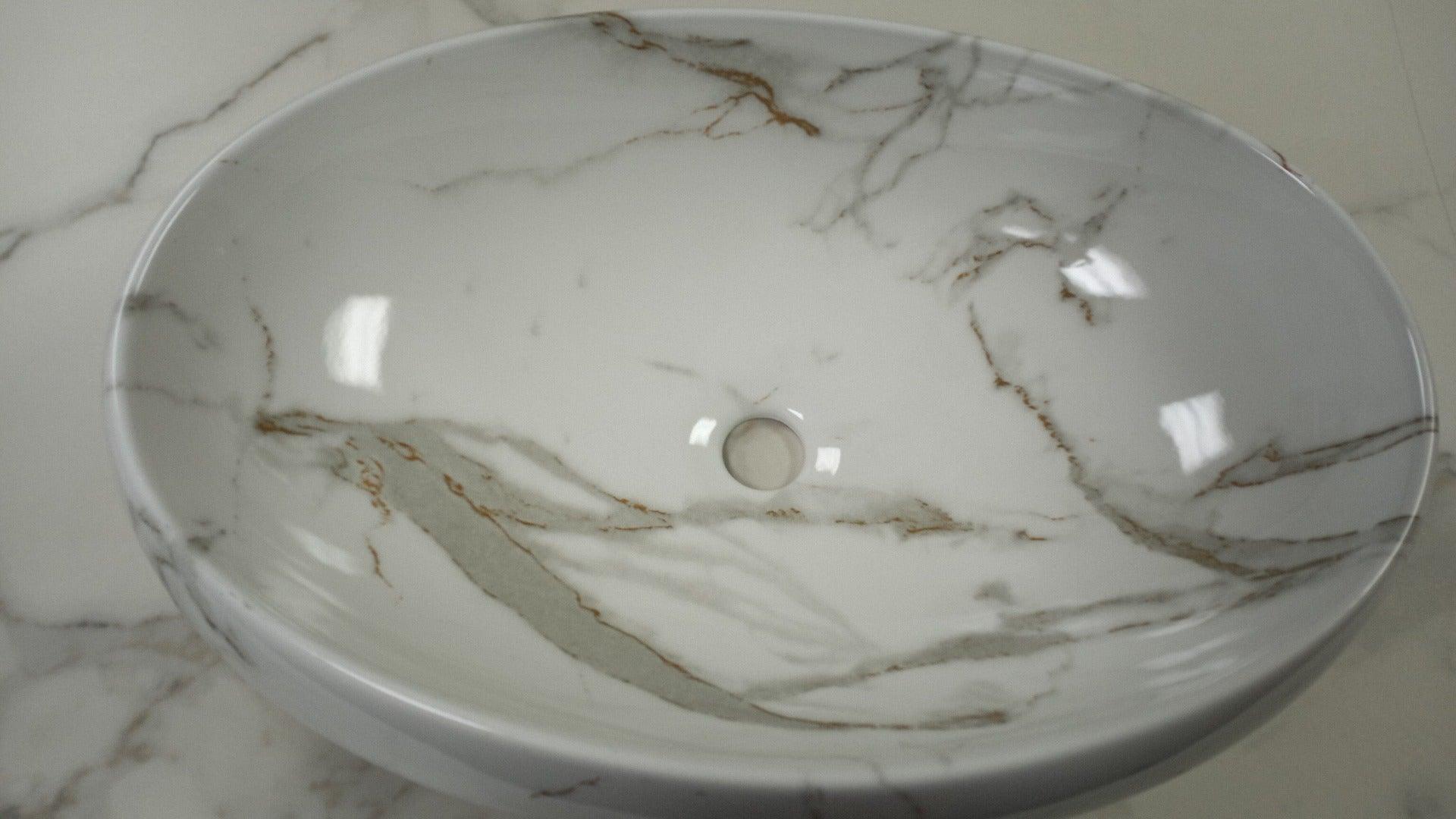 Porcelain Vessel Sink - Oval - Golden Elite Deco