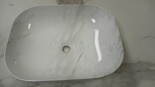 Vessel Sink Rectangular - D1302H012 White Stone - Golden Elite Deco