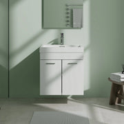 Meuble-lavabo Mural Blanc de 24 po avec Comptoir en Polymarbre Blanc