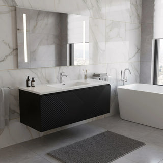 Meuble-Lavabo Mural 48po Noir avec Comptoir en Polymarbre Blanc