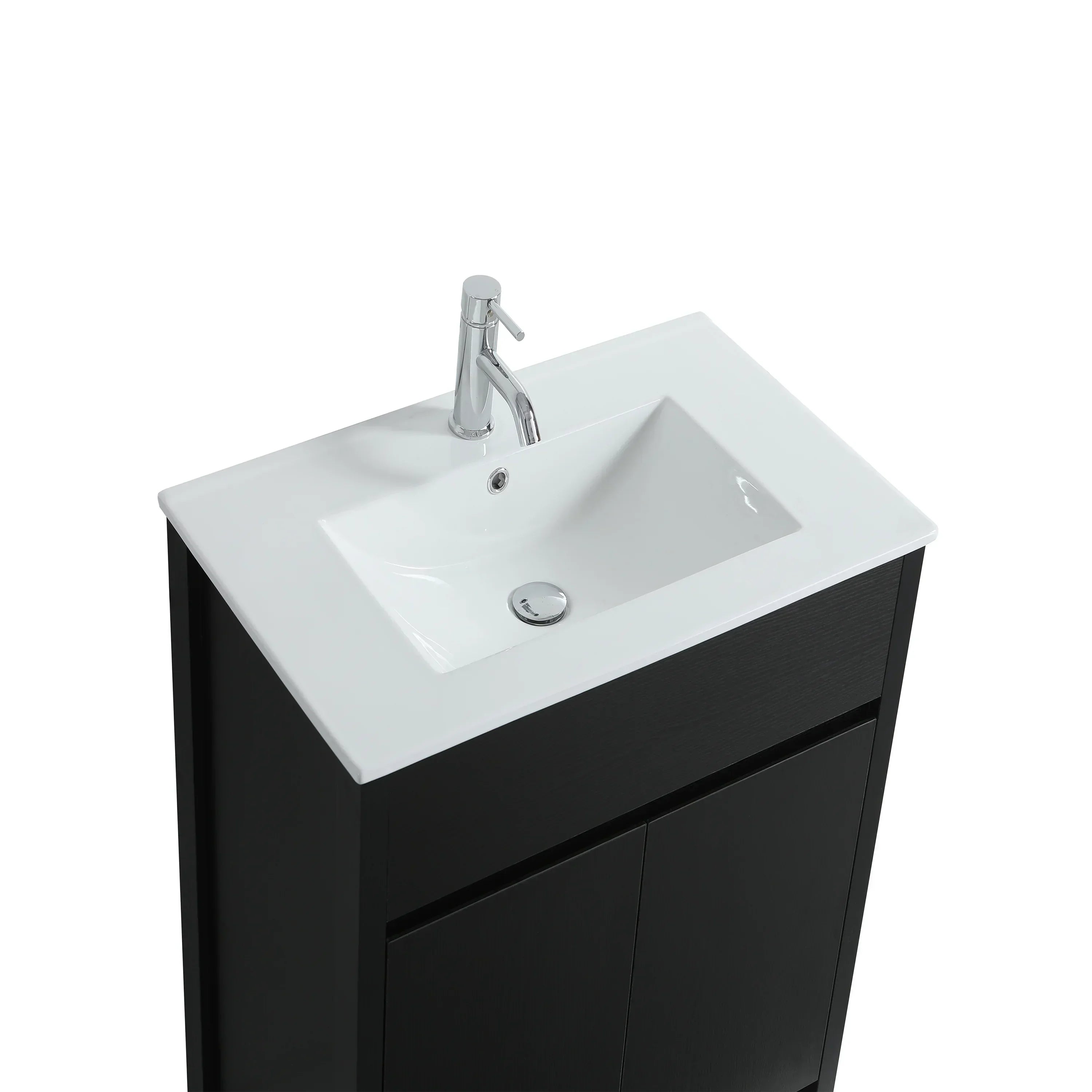 Bundle and Save: 24" Dark Brown Oak Freestanding Bathroom Vanity with Mirror and Faucet