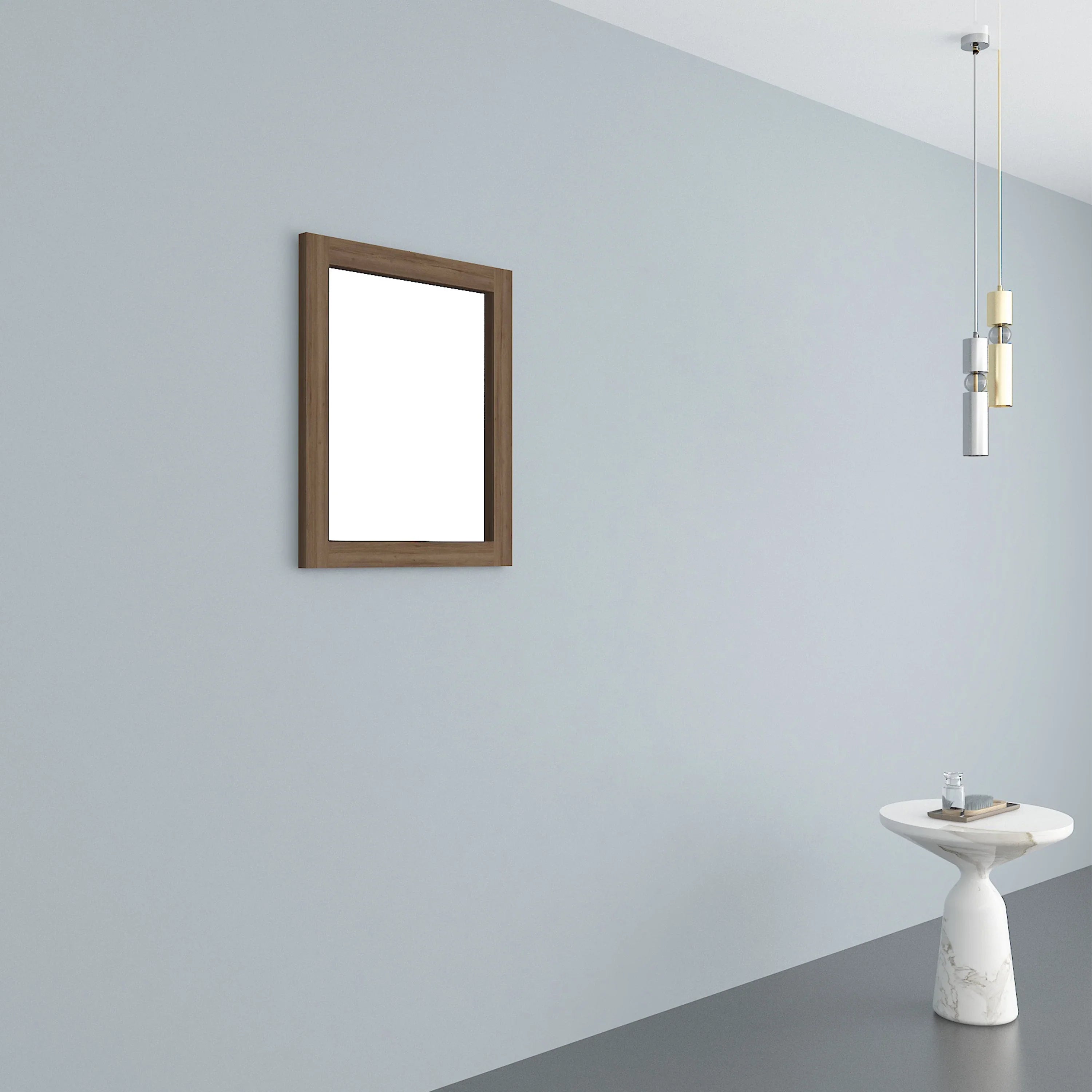 Miroir Rectangulaire Encadré en Chêne Givré 24" - Conçu pour Installation Horizontale & Verticale