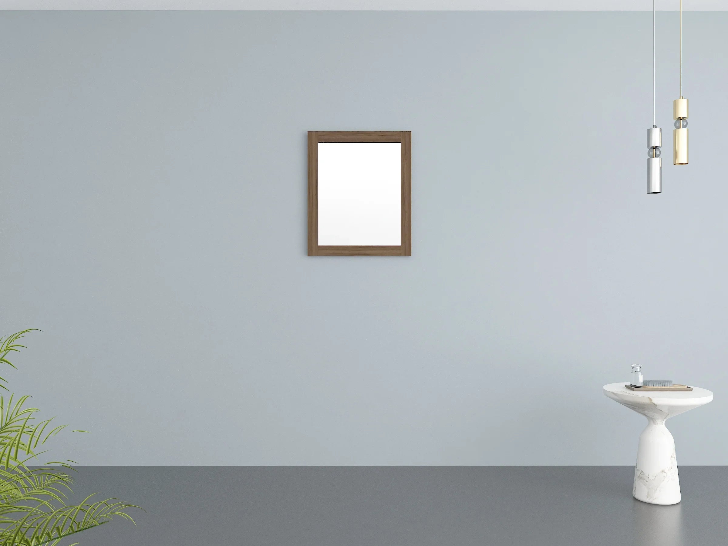 Miroir Rectangulaire Encadré en Chêne Givré 24" - Conçu pour Installation Horizontale & Verticale