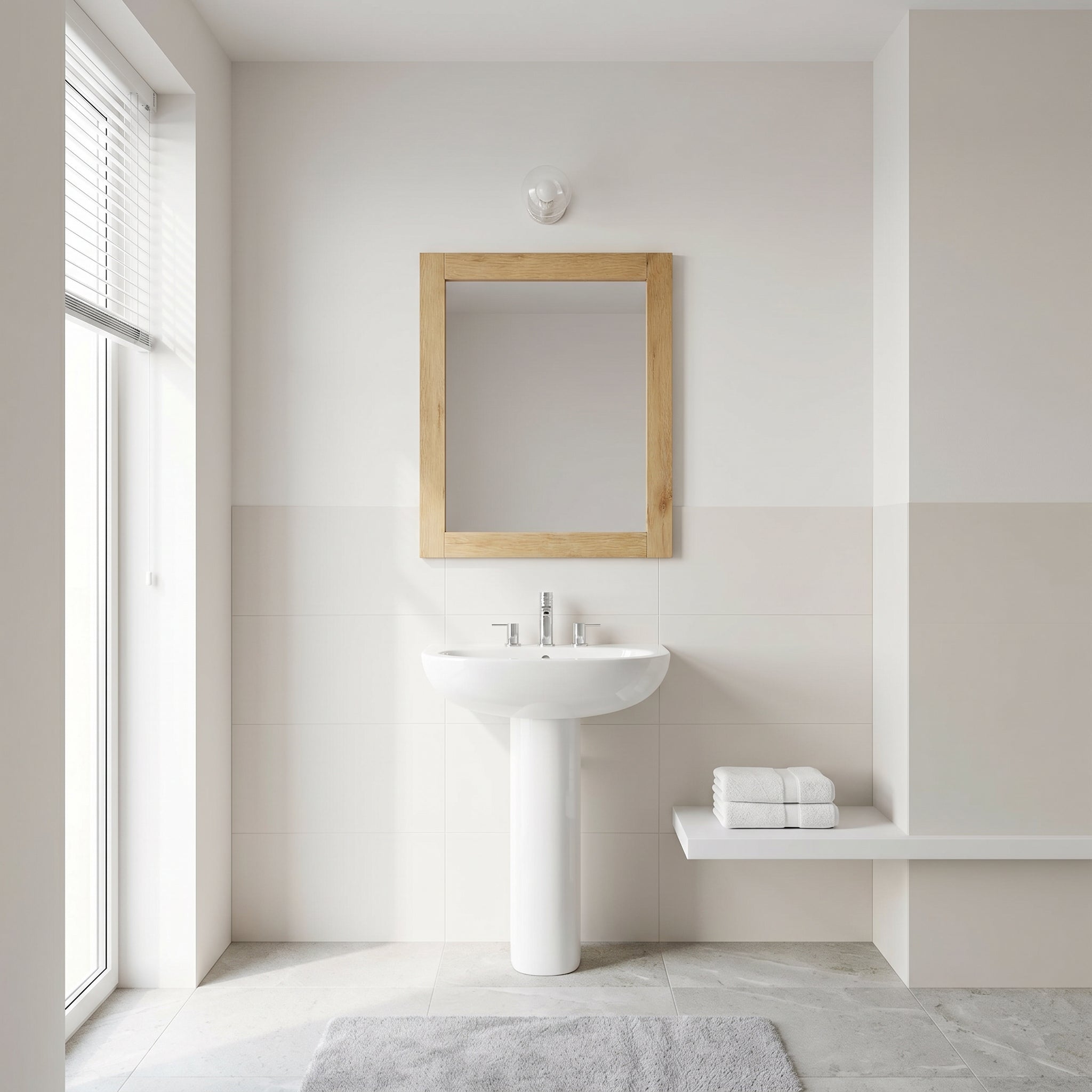 24" Frosted Oak Rectangular Framed Bathroom Mirror