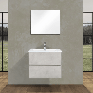 24" Grey Wall Mount Single Sink Bathroom Vanity with White Polymarble Countertop