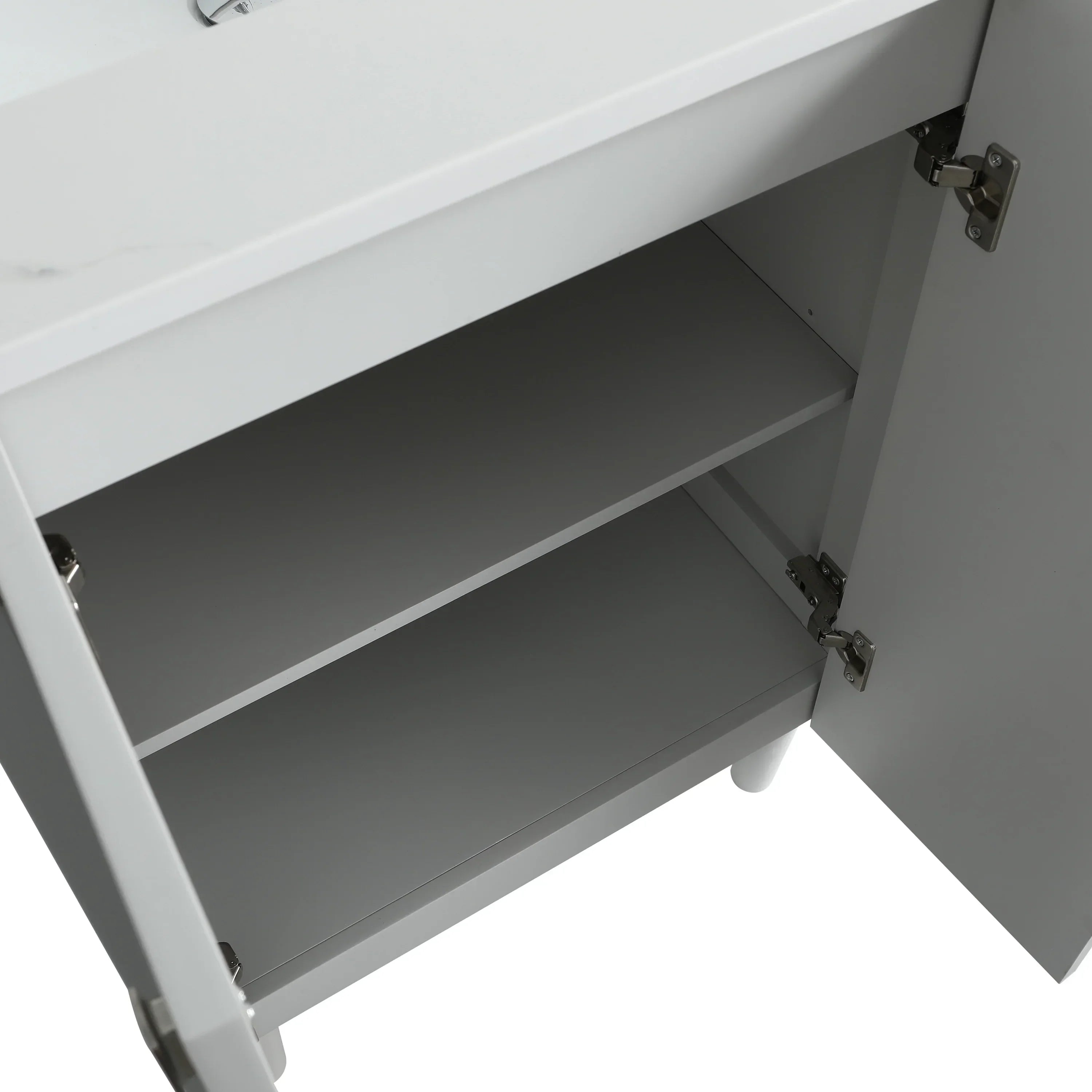 Meuble Lavabo Autoportant 24po Gris Hampton avec Comptoir Marbre Calcutta