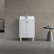 Meuble Lavabo Autoportant 24po Gris Hampton avec Comptoir Marbre Calcutta