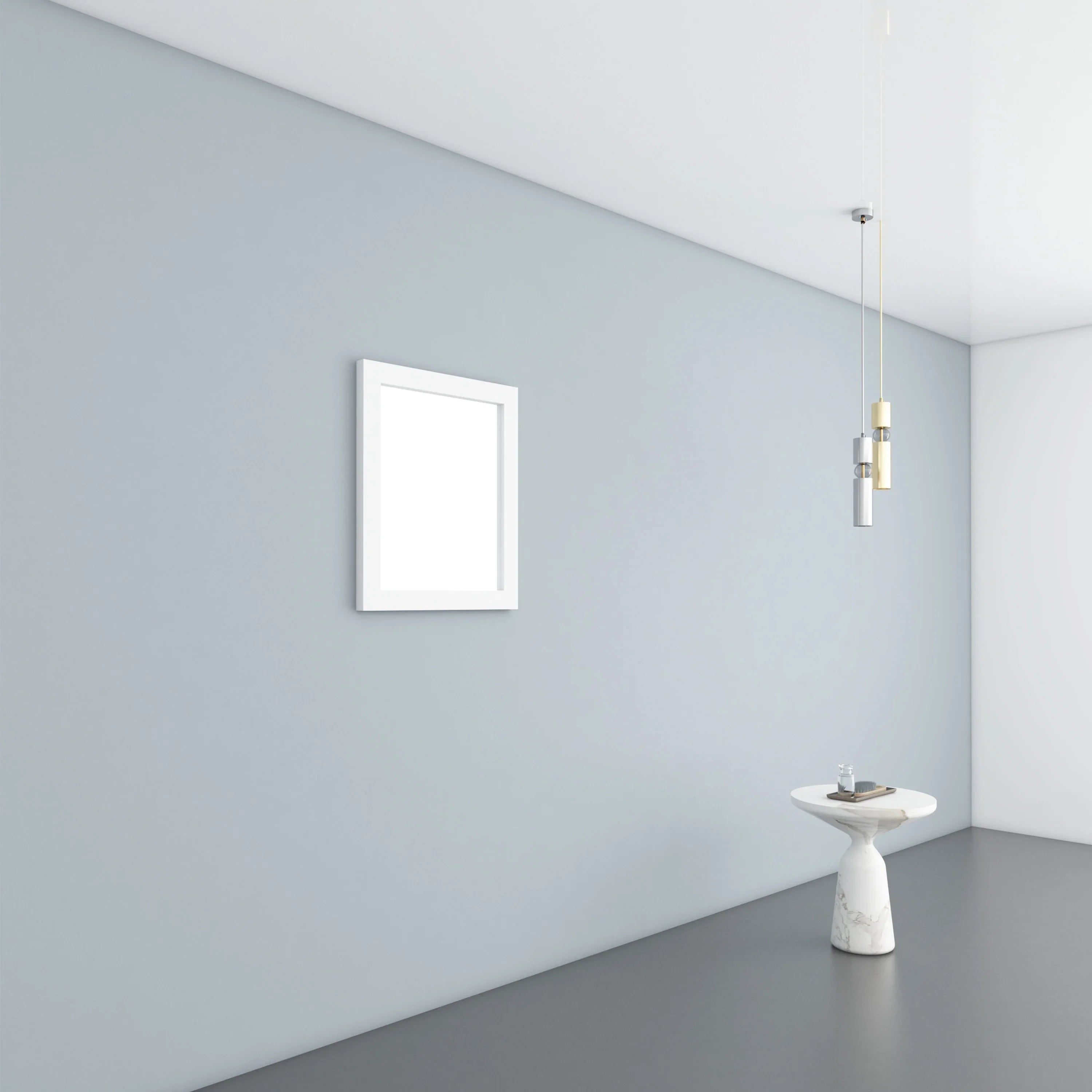 24" Matte White Rectangular Framed Bathroom Mirror