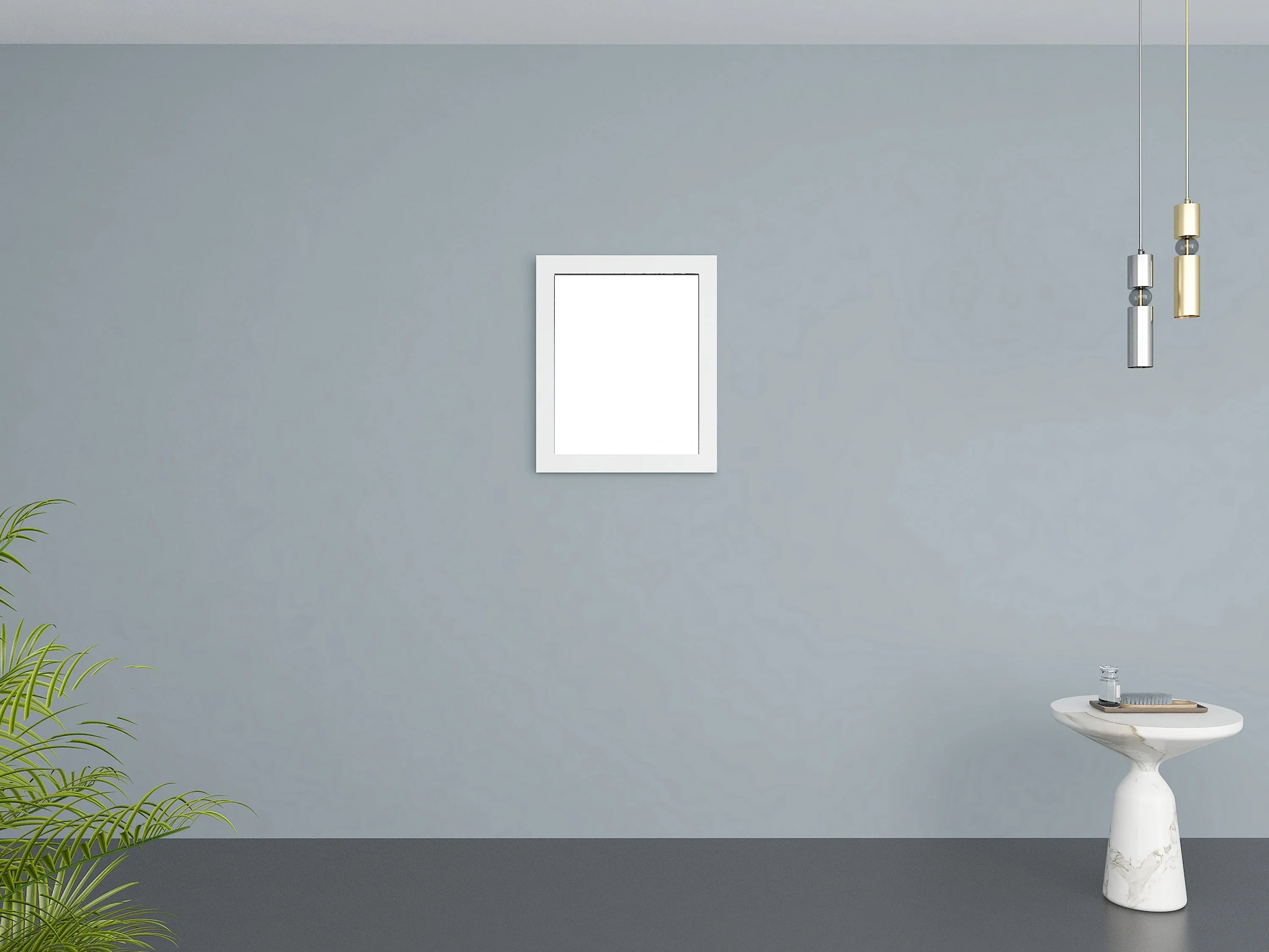 24" Matte White Rectangular Framed Bathroom Mirror