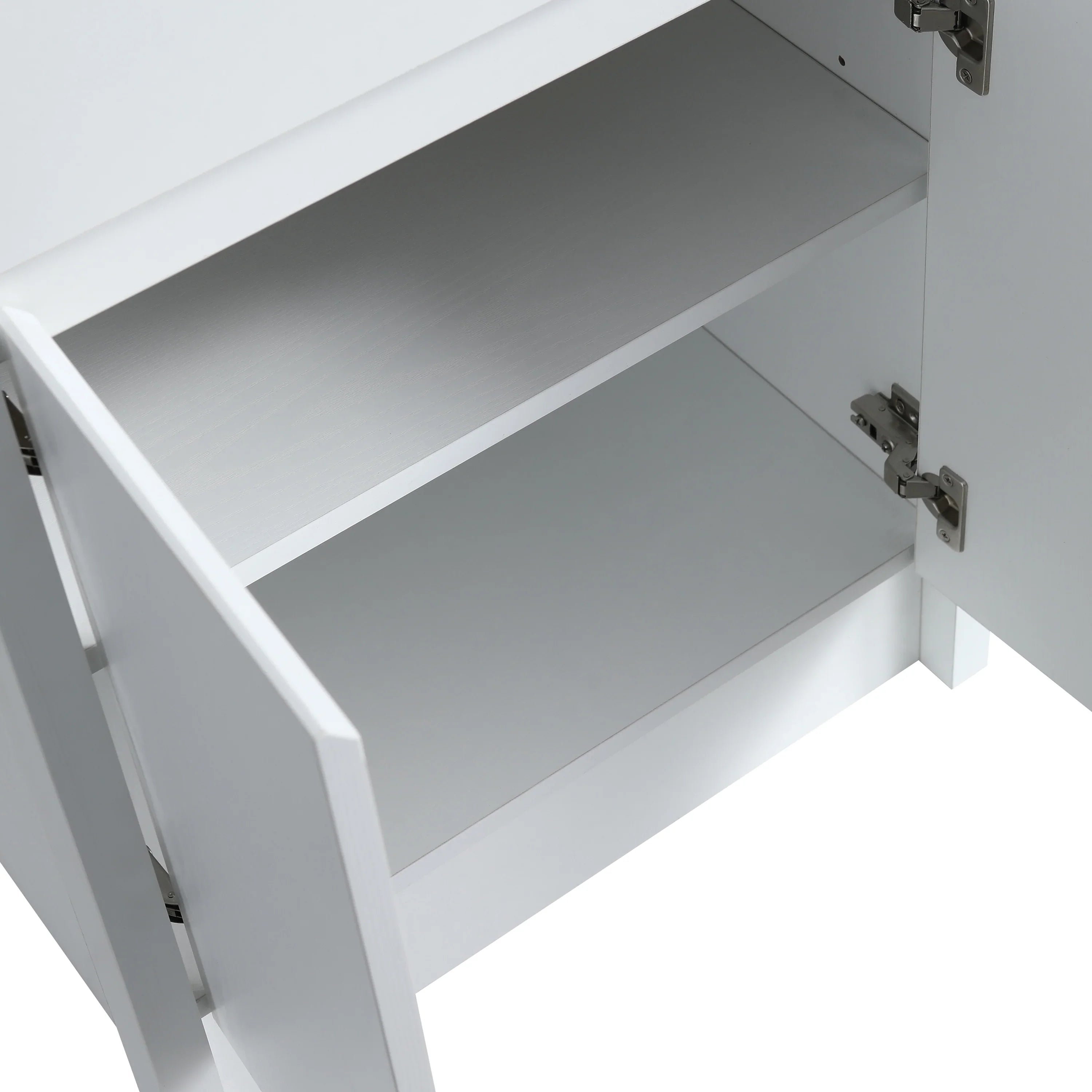 24" White Oak Freestanding Bathroom Vanity with White Ceramic Countertop