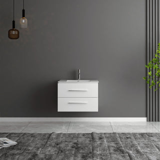 Meuble-Lavabo Mural 24po Blanc Mat avec Comptoir de Céramique Blanc