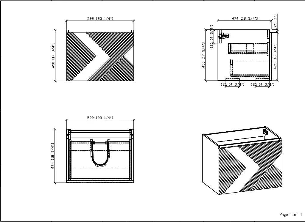 24" Black Wall Mount Bathroom Vanity with Black Engineered Quartz Countertop Roxboro - Golden Elite Deco