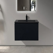 Meuble-Lavabo Mural 24po Noir avec Comptoir de Quartz d'ingénierie Noir