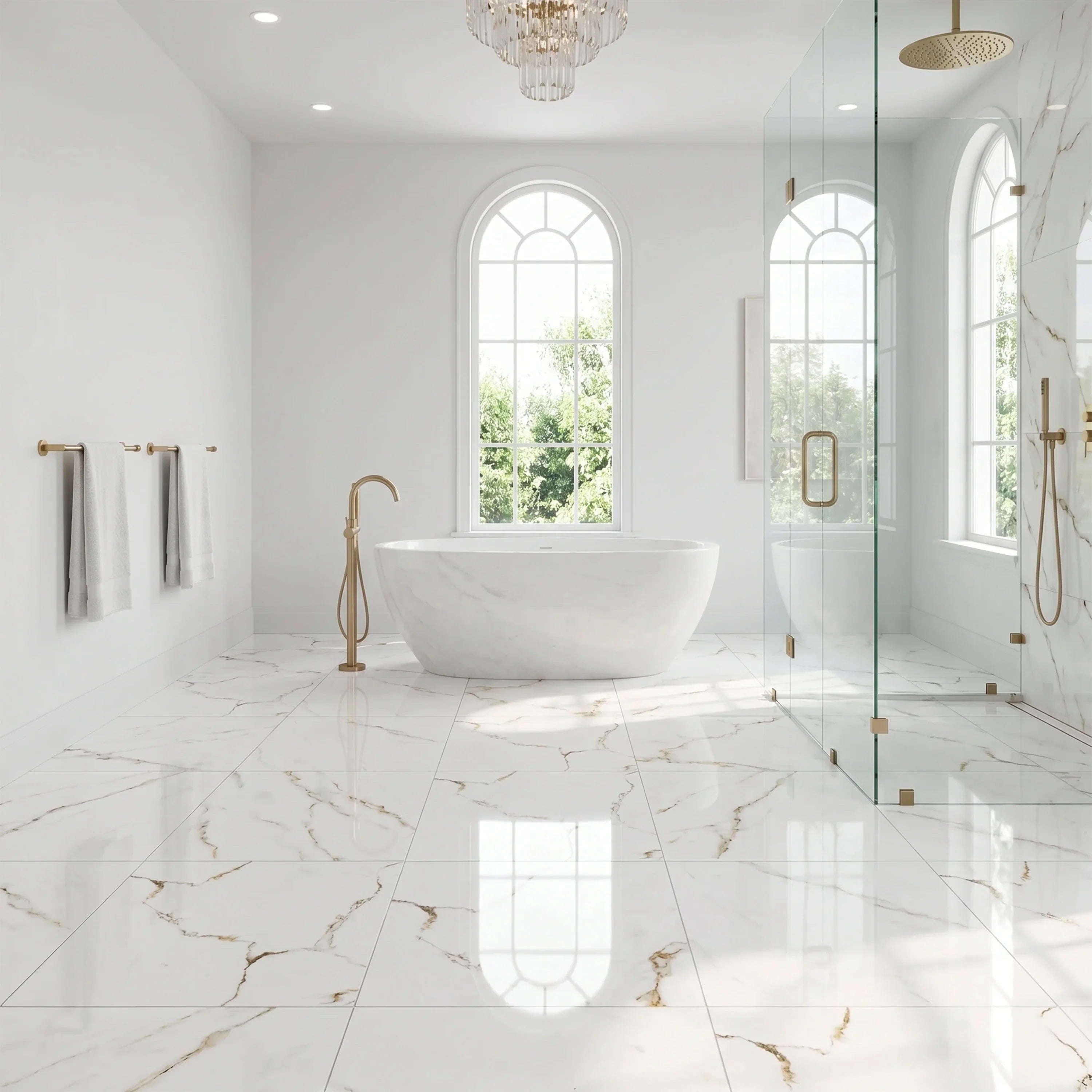 Carrelage de Porcelaine 24" x 24" Golden Satvario Brillant Poli