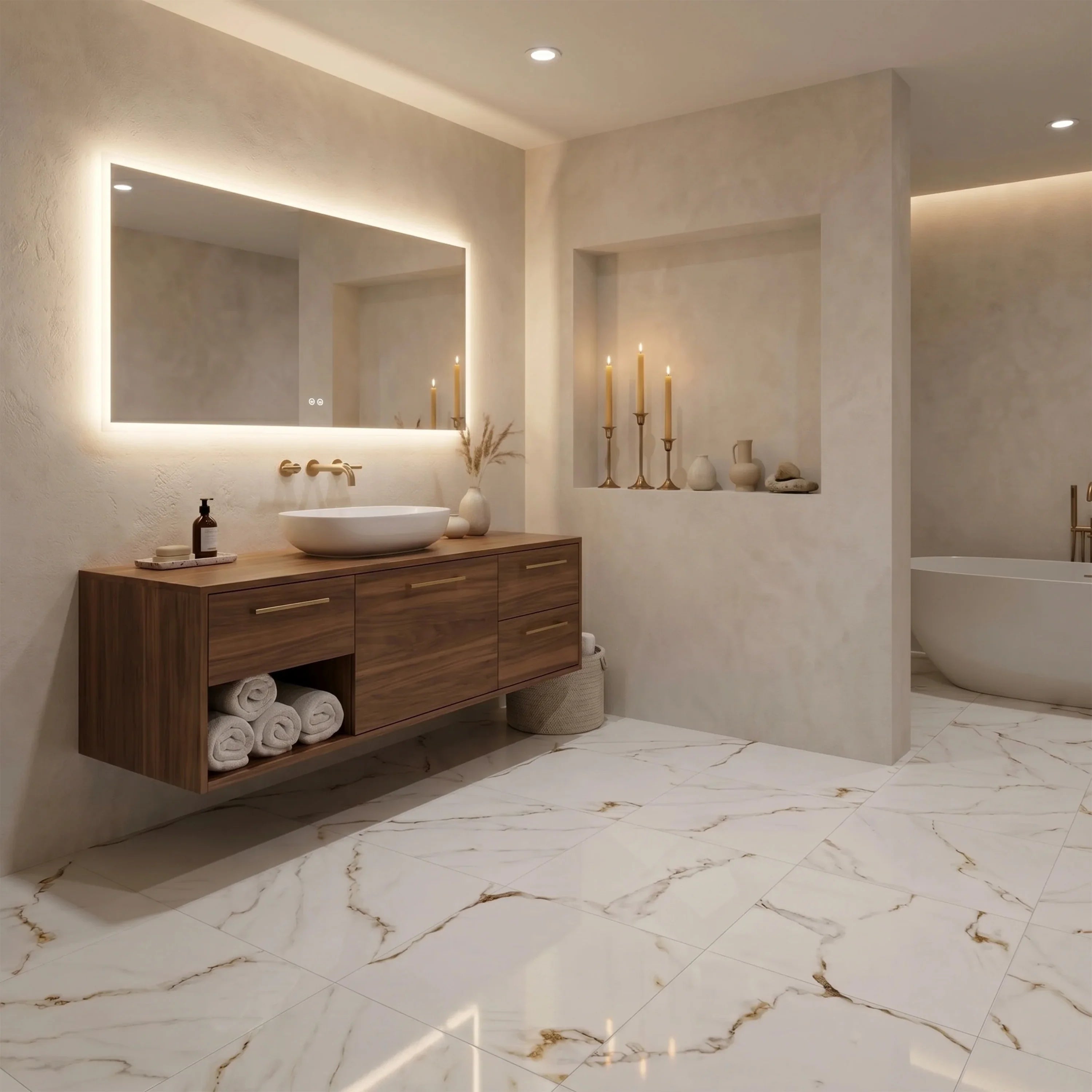 Carrelage de Porcelaine 24" x 24" Golden Satvario Brillant Poli
