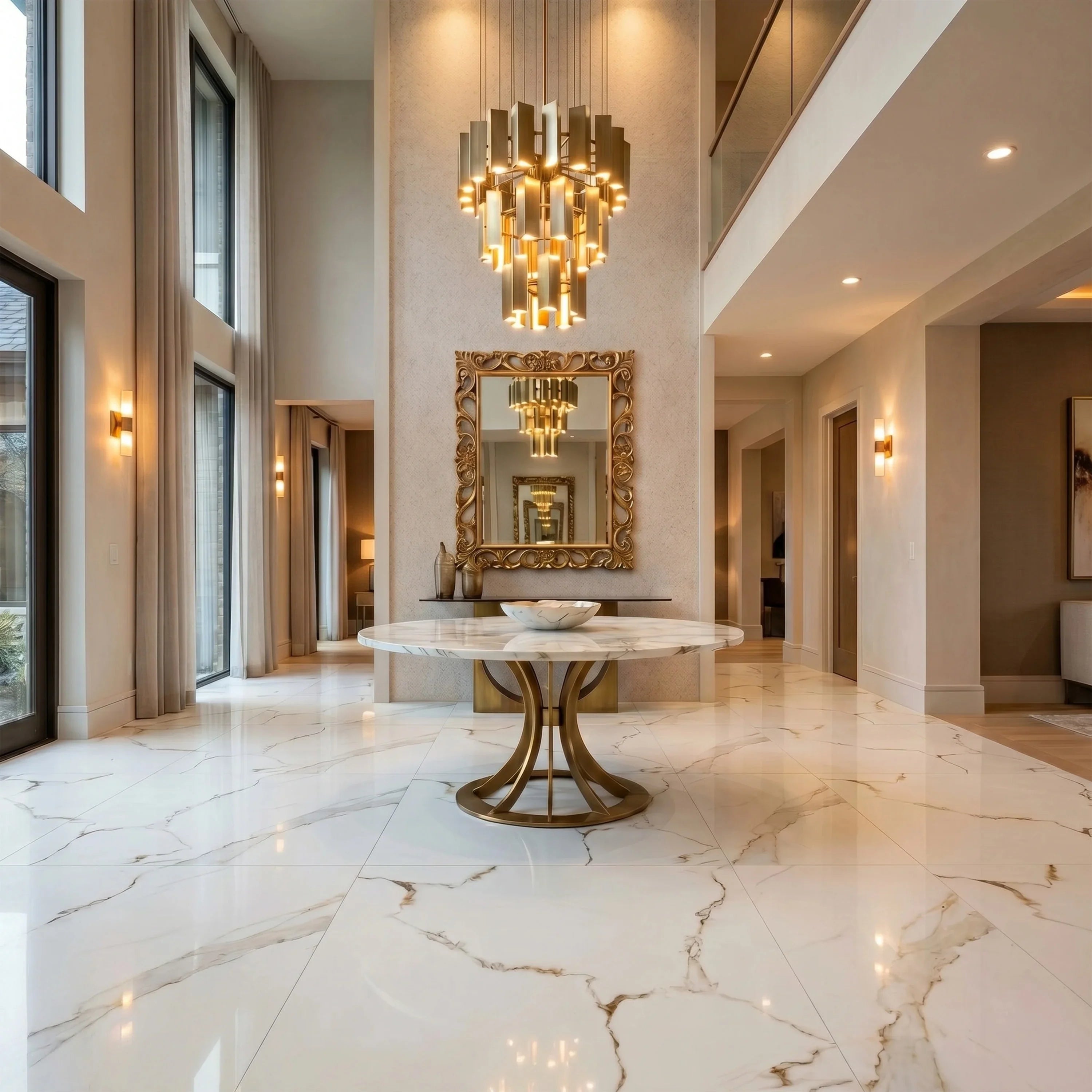 Carrelage de Porcelaine 24" x 24" Golden Satvario Brillant Poli