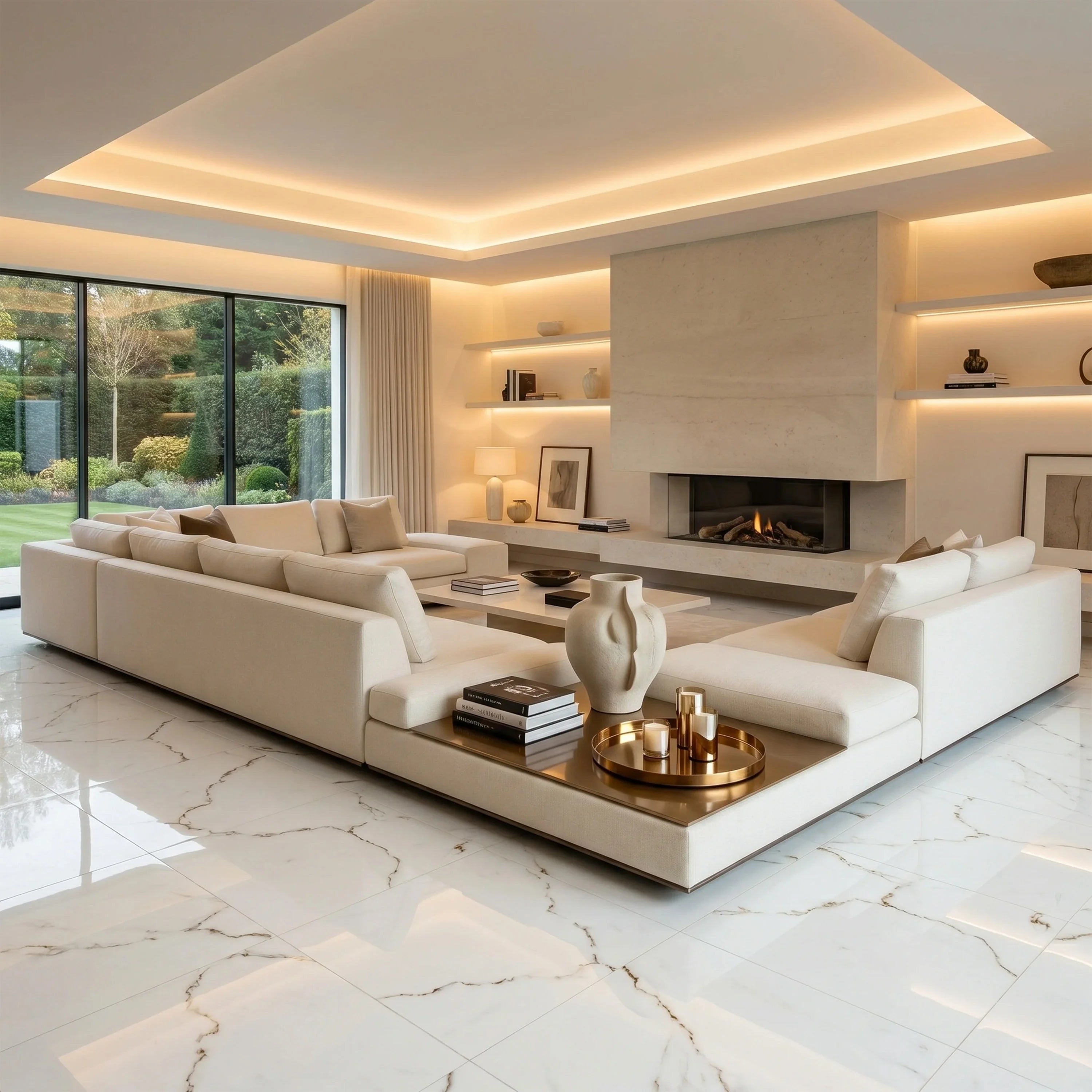 Carrelage de Porcelaine 24" x 24" Golden Satvario Brillant Poli