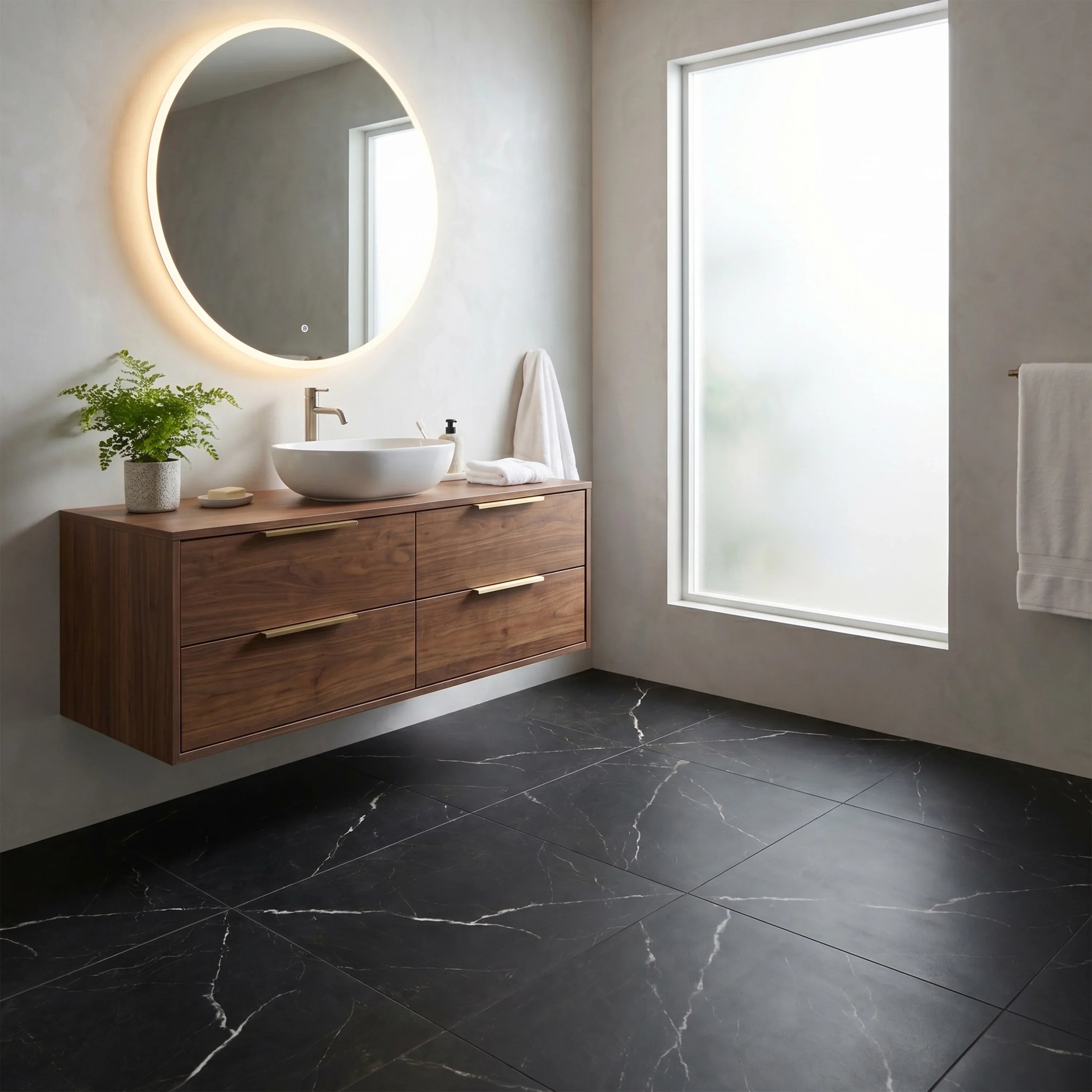 24" x 24" Rockwood Charcoal Porcelain Tile - Matte Finish
