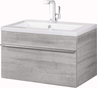 24" Soho Grey Wall Mount Single Sink Bathroom Vanity with White Acrylic Countertop : Trough - Golden Elite Deco