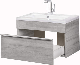 24" Soho Grey Wall Mount Single Sink Bathroom Vanity with White Acrylic Countertop : Trough - Golden Elite Deco