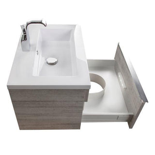 24" Soho Grey Wall Mount Single Sink Bathroom Vanity with White Acrylic Countertop : Trough - Golden Elite Deco