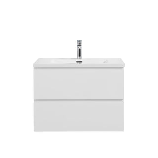 Meuble-Lavabo Mural 28po Blanc Brillant avec Comptoir de Polymarbre Blanc