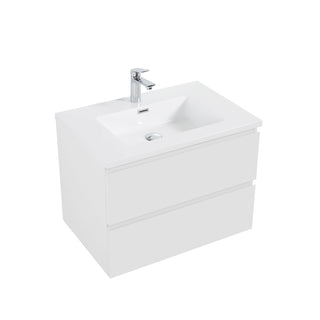 Meuble-Lavabo Mural 28po Blanc Brillant avec Comptoir de Polymarbre Blanc