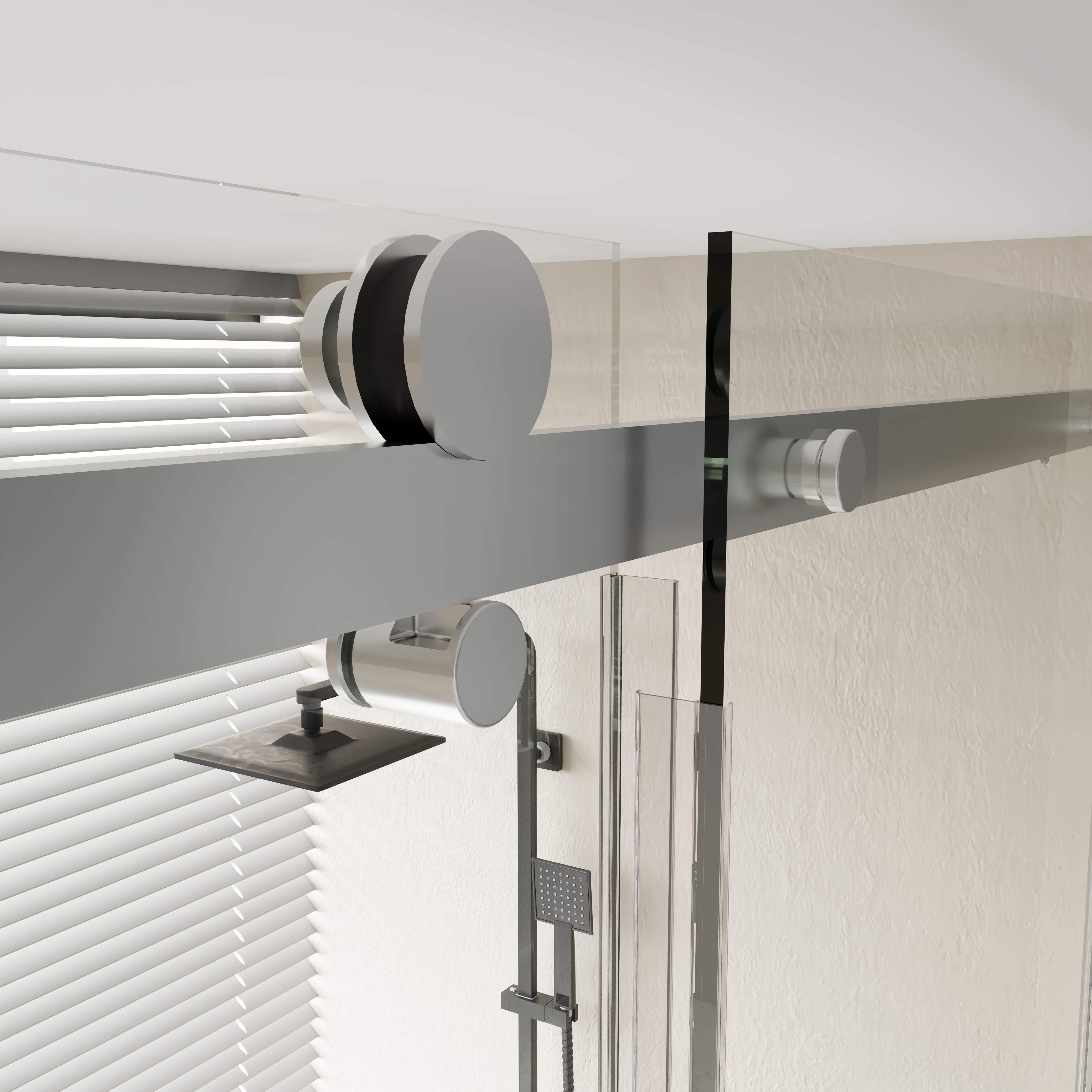 Porte de douche coulissante fixe réversible sans cadre chromée 60 po x 79 po avec panneau latéral de 32 po