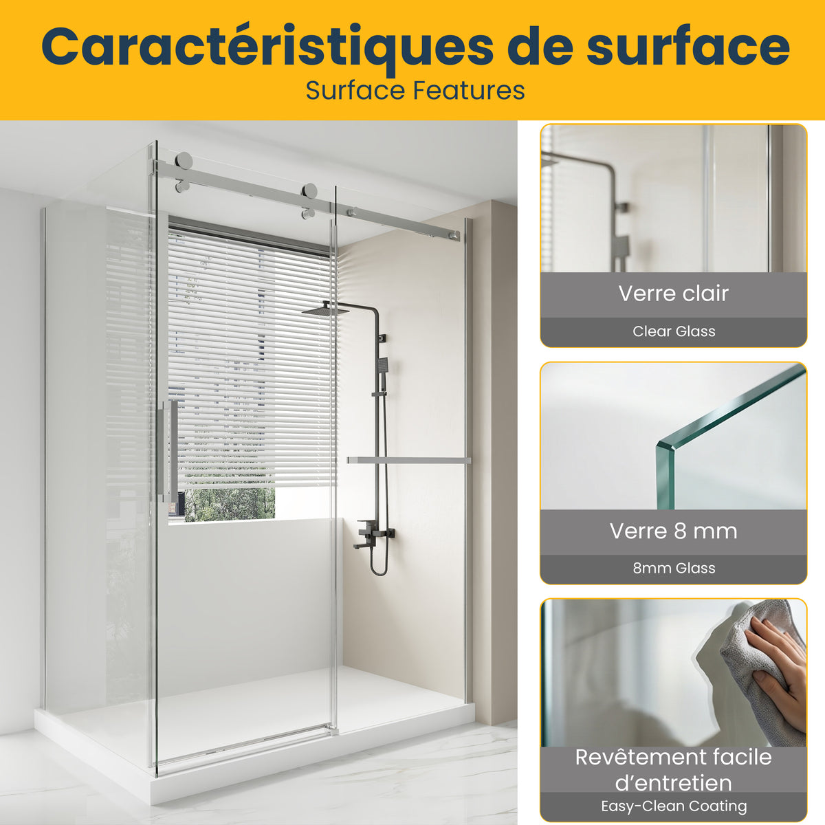 60" x 36" x 79" Frameless Reversible Corner Sliding Shower Door in Chrome