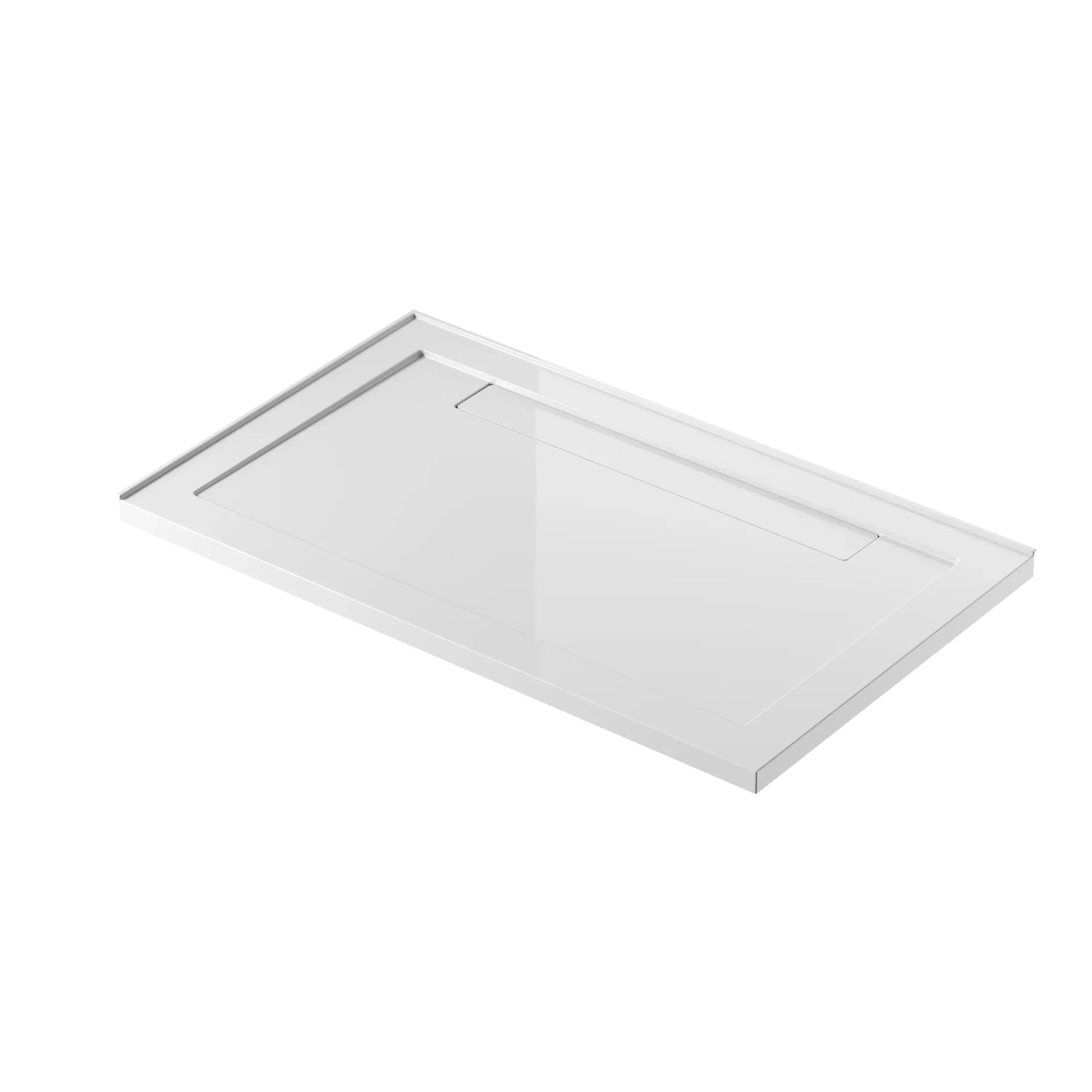 Base de douche acrylique blanche rectangulaire 60po x 36po avec drain linéaire gauche