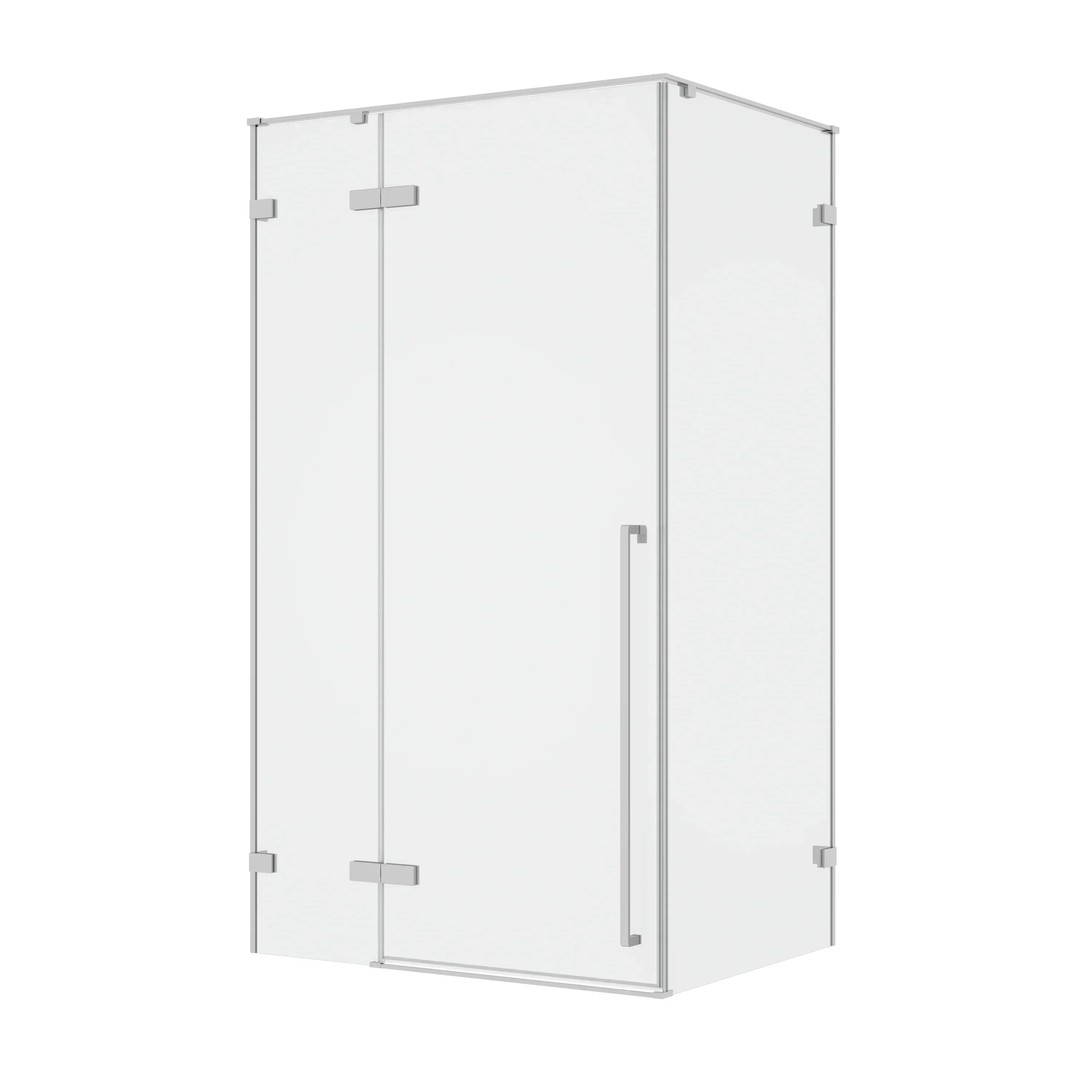 Porte de douche pivotante chromée 60po x 79po avec panneau latéral 36po - Verre clair