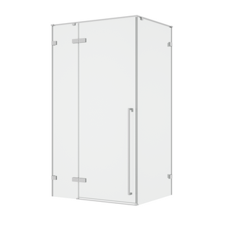 60 po x 79 po Panneau de Porte de Douche Fixe Pivotante Chrome Réversible avec Verre Clair et 36 po x 79 po Panneau Latéral