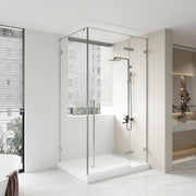 48" x 79" Chrome Reversible Pivot Shower Door with 32" Side Panel - Clear Glass