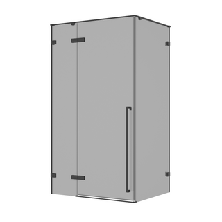 60 po x 79 po Panneau de Porte de Douche Fixe Pivotante Noir Mat Réversible avec Verre Teinté Noir et 36 po x 79 po Panneau Latéral