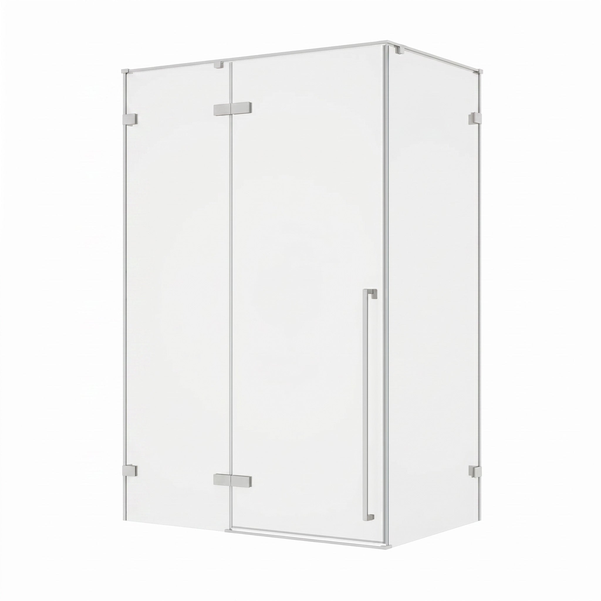 Porte de douche pivotante chromée 60po x 79po avec panneau latéral 32po - Verre trempé clair