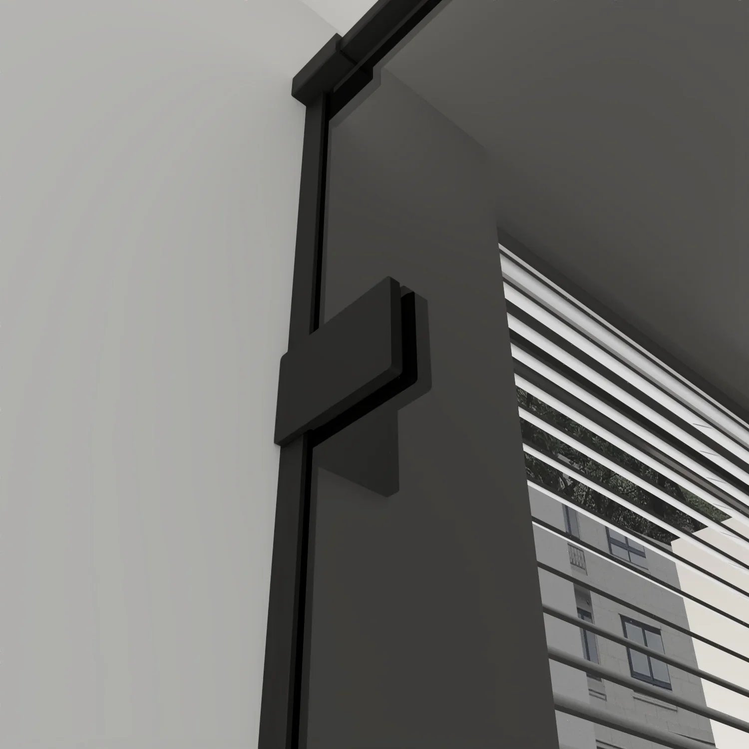 60" x 79" Matte Black Reversible Pivot Shower Door with 36" Black Tinted Glass Side Panel