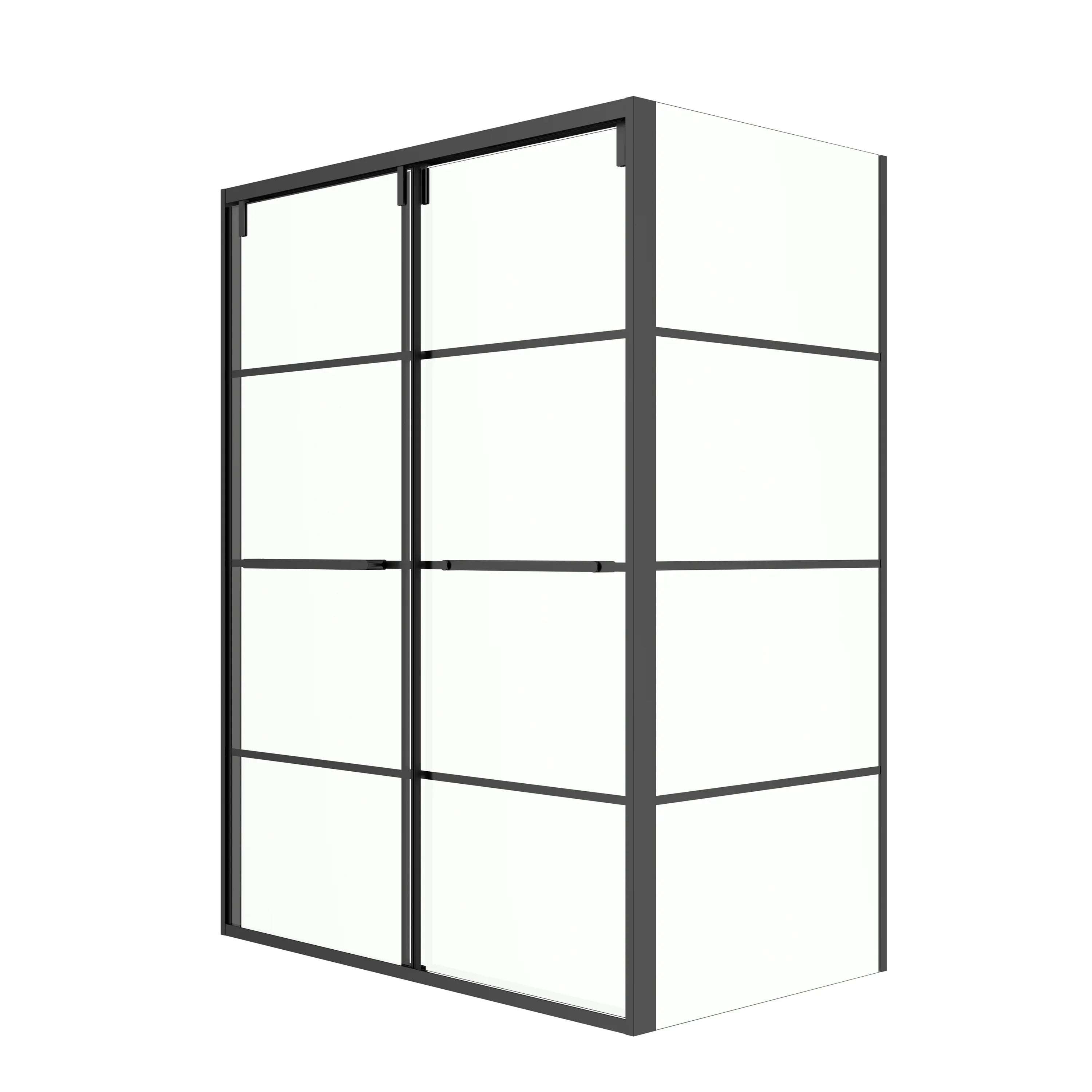 48" x 79" Matte Black Framed Sliding Shower Door with 32" Side Panel - Tina Collection