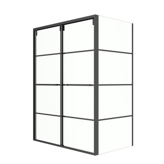48" x 79" Framed Reversible Sliding Shower Door with 36" Side Panel in Matte Black and Clear Glass