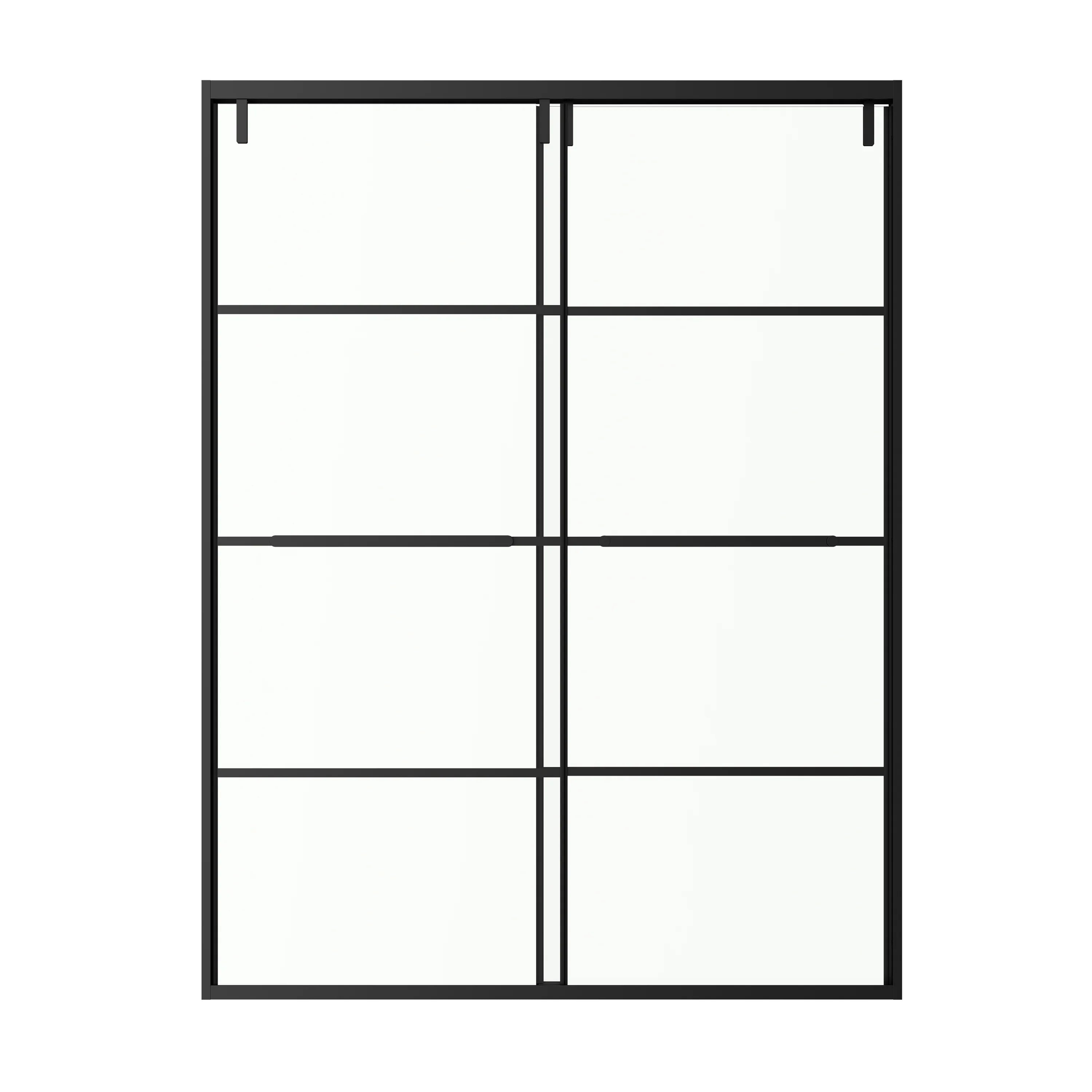 48" x 79" Matte Black Framed Sliding Shower Door with 36" Side Panel