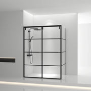 48" x 79" Matte Black Framed Sliding Shower Door with 36" Side Panel