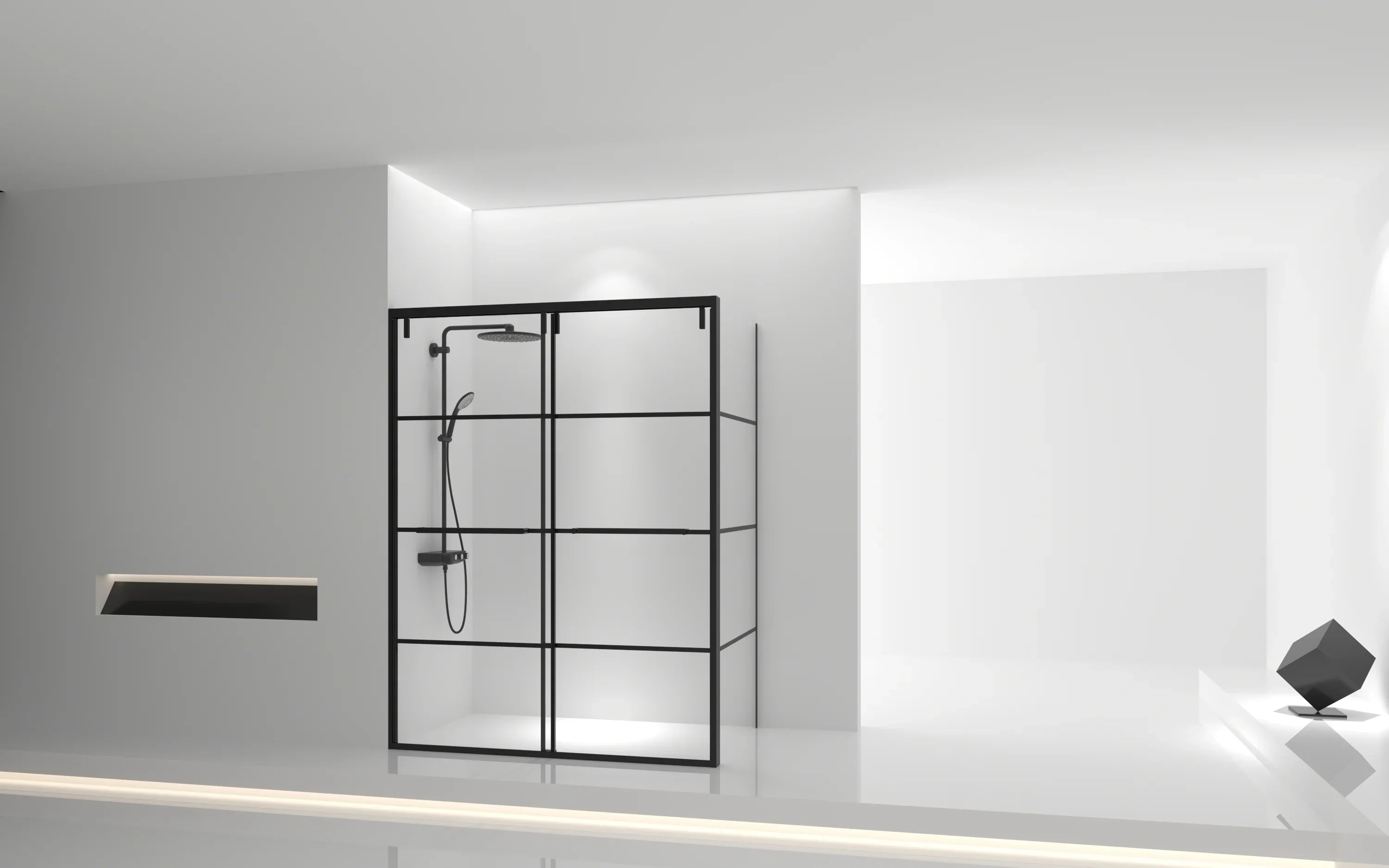 60" x 79" Matte Black Framed Sliding Shower Door with 36" Side Panel