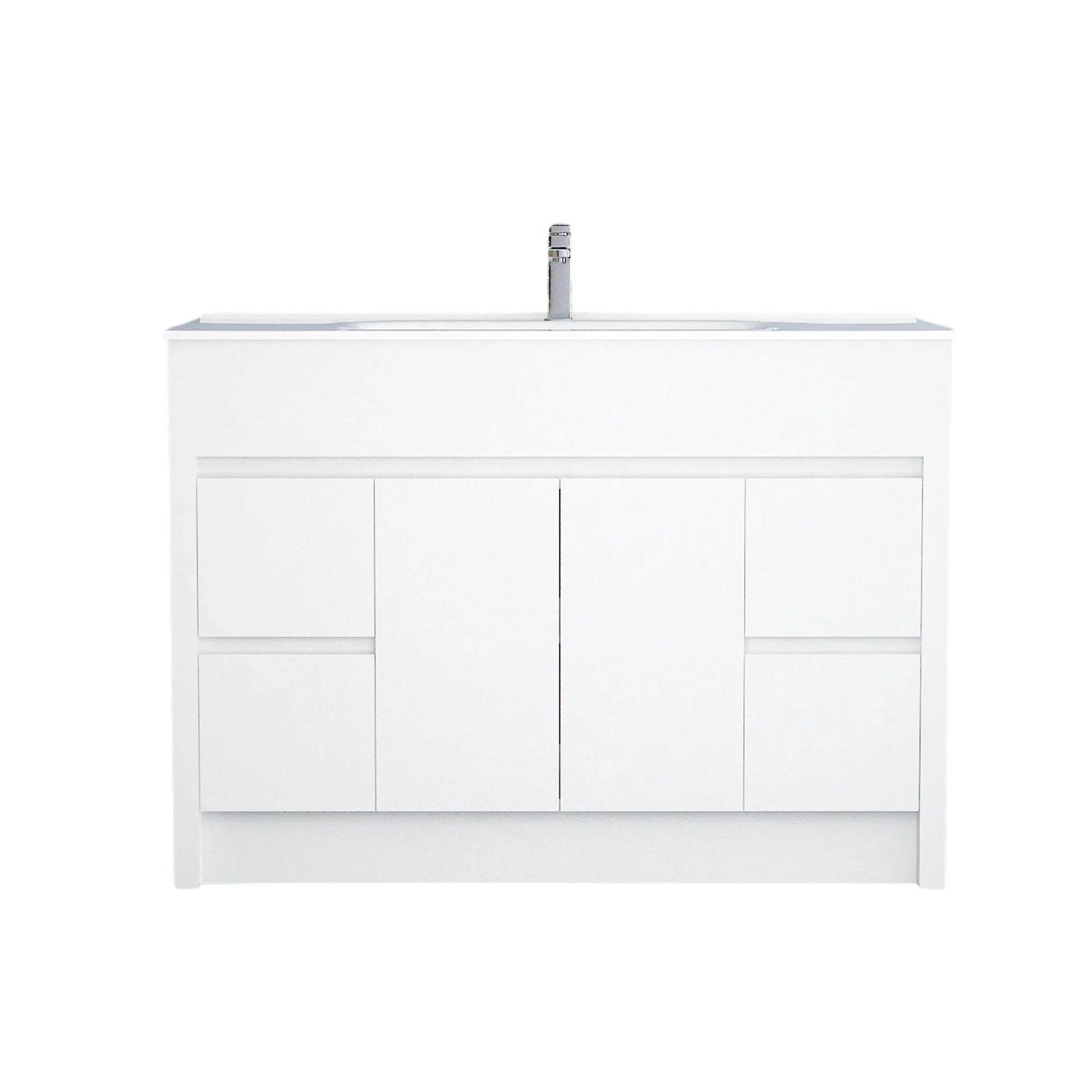 Meuble-Lavabo Autoportant 48po Blanc Mat avec Comptoir de Céramique Blanc