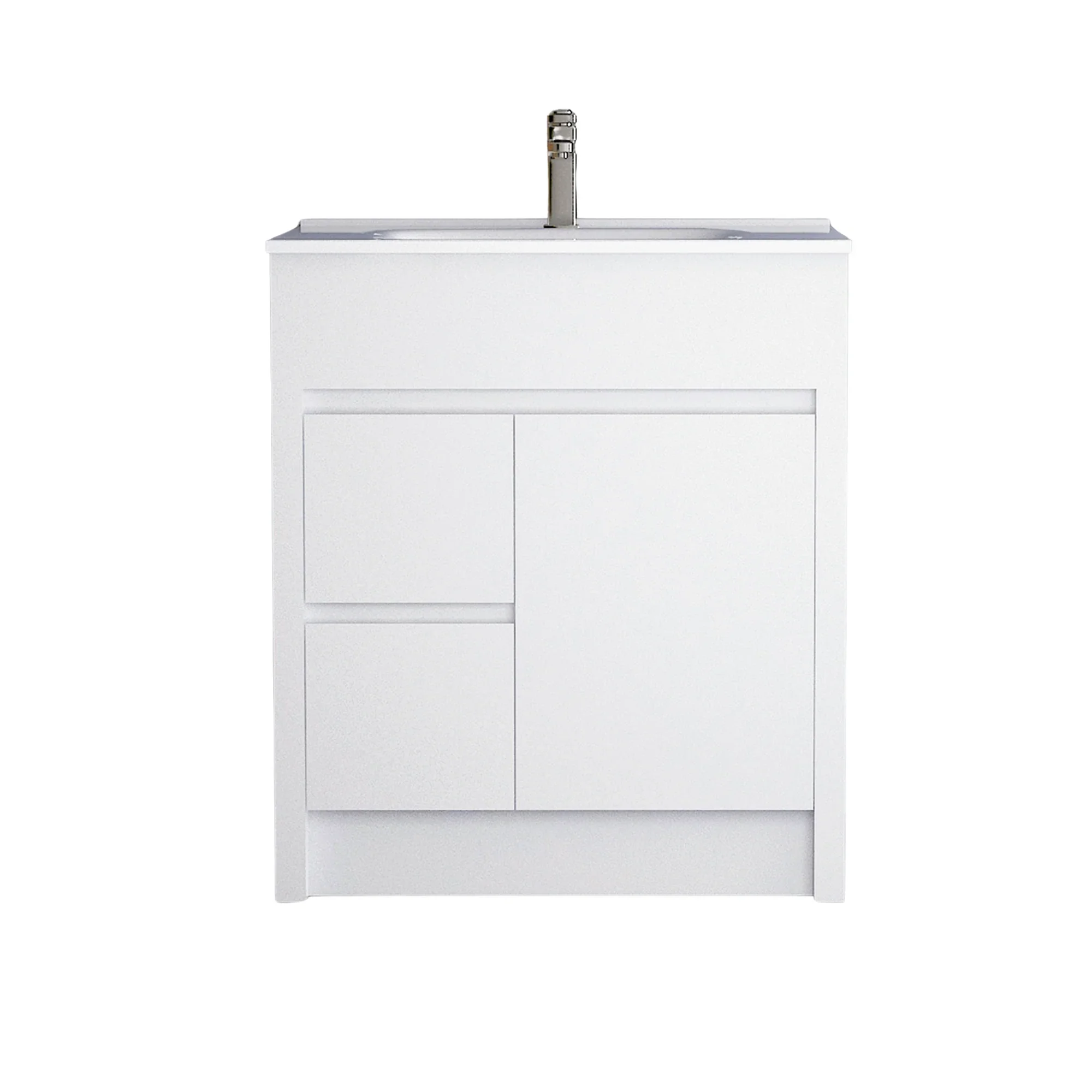 Meuble-Lavabo Autoportant 30po Blanc Mat avec Comptoir de Céramique Blanc