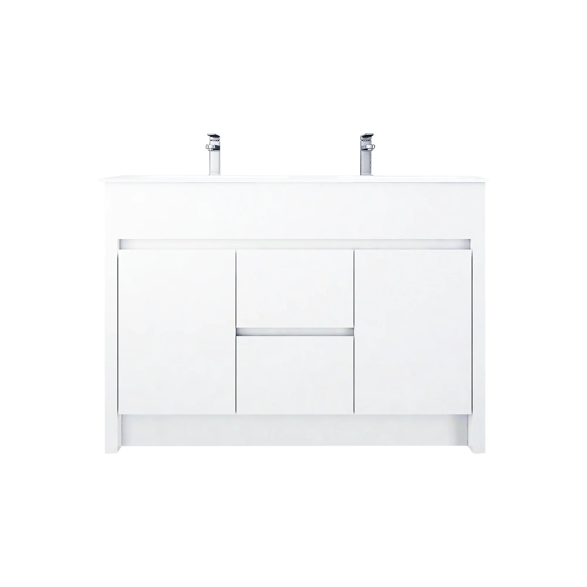 Meuble-Lavabo Autoportant 48po Blanc Mat avec Comptoir de Céramique Blanc
