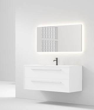 48" White Vanity w/Matte White Solid Surface countertop Snow White Collection - Combo - Golden Elite Deco