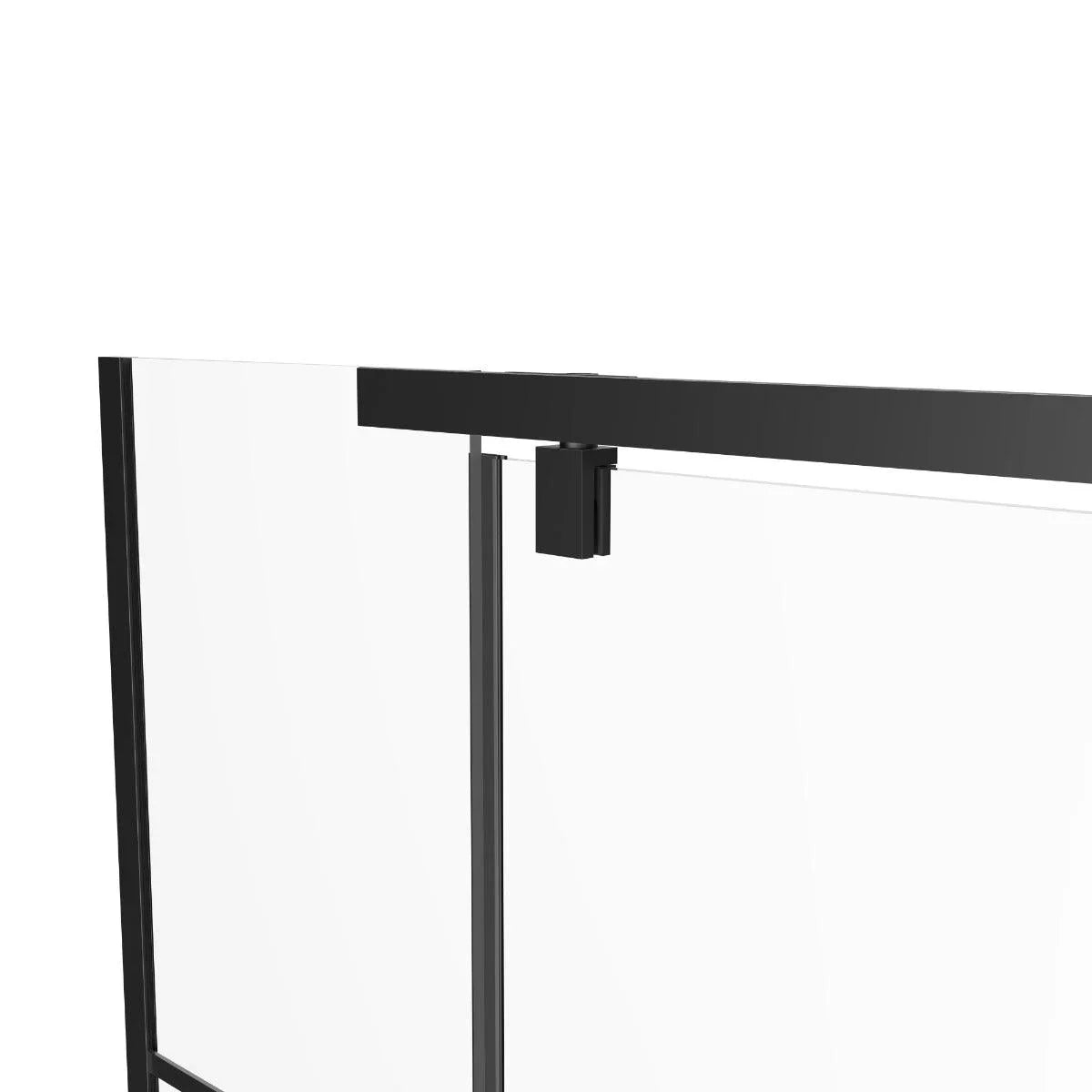 42" x 34" Pivot Shower Set - Matte Black Linear Design - 2 Wall Setup Without Base - Golden Elite Deco